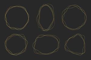 Golden geometric frames. Wedding thin line border. Simple modern abstract shapes. Luxury foil design for invitation and menu. vector