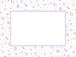 Abstract music notes. Horizontal frame of multicolored note symbols. Watercolor illustration. Dynamic design featuring vibrant theme. For celebratory events and creating joyful ambiance vector
