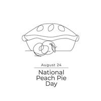 National Peach Pie Day line art design. line ribbon. continuous line. eps 10. vector
