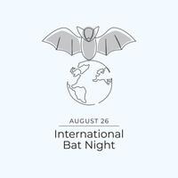 International Bat Night. Line art design. Line art. Continuous line. Good for usage template celebration. eps 10. vector