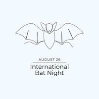International Bat Night. Line art design. Line art. Continuous line. Good for usage template celebration. eps 10. vector