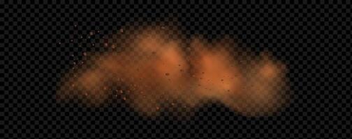 background of a sand explosion with dirt and cloud smoke. Brown sandstorm splash and dirty ground with a textured wind effect.Yellow flying particles and stone. vector