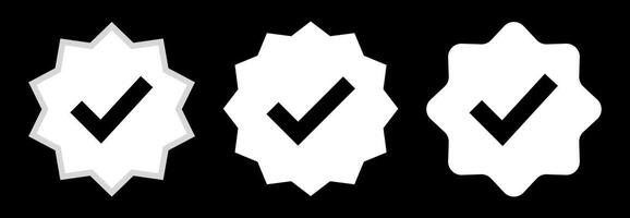 Verification star icon set isolated on black background. Verify badge collection different shapes symbol modern, simple, for website design, mobile app, ui. editable eps Illustration vector