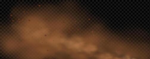 background of a sand explosion with dirt and cloud smoke. Brown sandstorm splash and dirty ground with a textured wind effect.Yellow flying particles and stone. vector