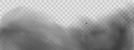 background of a sand explosion with dirt and cloud smoke. Brown sandstorm splash and dirty ground with a textured wind effect.Yellow flying particles and stone. vector