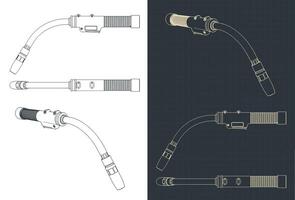 Welding torch blueprints vector
