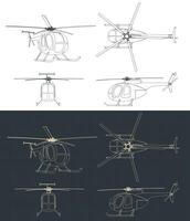 Light multi-purpose helicopter blueprint vector