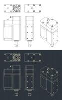 CNC router head blueprints vector