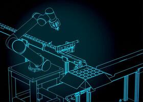 Automated factory line drawing vector