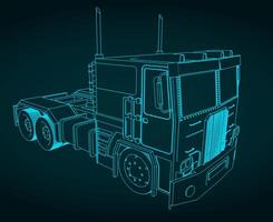 Truck tractor sketch vector