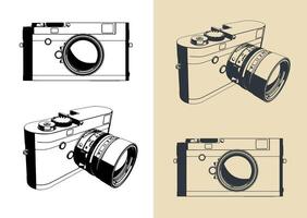 Mirrorless rangefinder camera illustrations vector