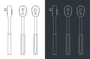 Ratchet key blueprints vector