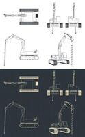 Pile drilling machine blueprints vector