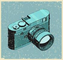 Mirrorless rangefinder camera retro poster vector