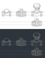 Control valve with bypass isometric blueprints vector