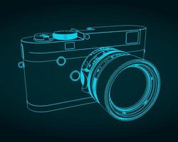 Mirrorless rangefinder camera blueprint vector