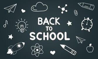 Back to school background with chalk drawings on a blackboard vector