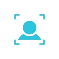 Face recognition icon, person, isolated on white background, from blue icon set vector