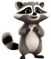 Adorable cartoon raccoon steals hearts with mischievous charm. AI-generated. png
