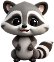 Adorable cartoon raccoon steals hearts with mischievous charm. AI-generated. png