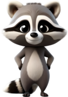 Adorable cartoon raccoon steals hearts with mischievous charm. AI-generated. png