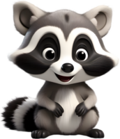 Adorable cartoon raccoon steals hearts with mischievous charm. AI-generated. png