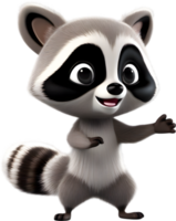 Adorable cartoon raccoon steals hearts with mischievous charm. AI-generated. png