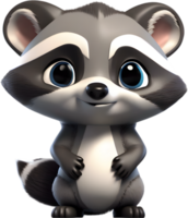 Adorable cartoon raccoon steals hearts with mischievous charm. AI-generated. png