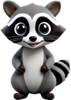 Adorable cartoon raccoon steals hearts with mischievous charm. AI-generated. png