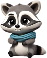 Adorable cartoon raccoon steals hearts with mischievous charm. AI-generated. png