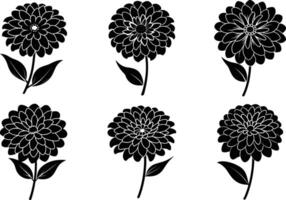 set of silhouettes of flowers vector