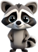 Adorable cartoon raccoon steals hearts with mischievous charm. AI-generated. png