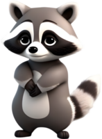 Adorable cartoon raccoon steals hearts with mischievous charm. AI-generated. png