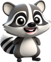 Adorable cartoon raccoon steals hearts with mischievous charm. AI-generated. png