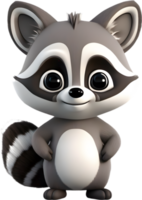 Adorable cartoon raccoon steals hearts with mischievous charm. AI-generated. png
