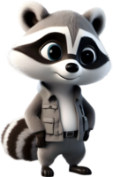 Adorable cartoon raccoon steals hearts with mischievous charm. AI-generated. png