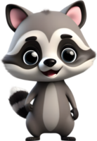 Adorable cartoon raccoon steals hearts with mischievous charm. AI-generated. png