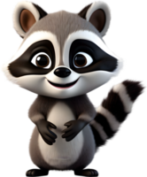 Adorable cartoon raccoon steals hearts with mischievous charm. AI-generated. png