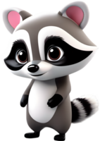 Adorable cartoon raccoon steals hearts with mischievous charm. AI-generated. png