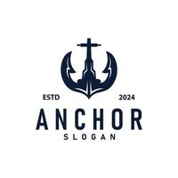 Marine ship anchor logo simple minimalist design anchor illustration simple marine symbol template vector