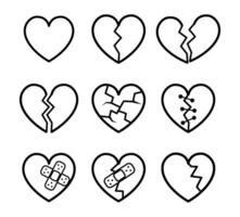 Broken and Healing Heart Shapes vector