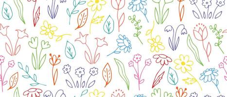 Beautiful seamless pattern with hand drawn flowers. Seamless doodle pattern. vector