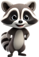 Adorable cartoon raccoon steals hearts with mischievous charm. AI-generated. png