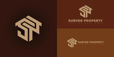 Abstract initial hexagon letters SP or PS logo in gold color isolated on multiple background colors. The logo is suitable for property management logo design illustration inspiration templates. vector
