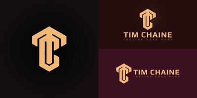 Abstract initial hexagon letters TC or CT logo in gold color isolated on multiple background colors. The logo is suitable for sports brand logo design illustration inspiration templates. vector