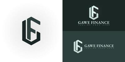 Abstract initial hexagon letters GF or FG logo in green color isolated on multiple background colors. The logo is suitable for accounting and financial company logo design illustration vector