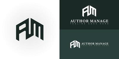 Abstract initial letters AM or MA logo in green color isolated on multiple background colors. The logo is suitable for business and consulting logo design illustration inspiration templates. vector