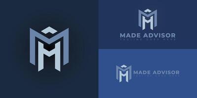 Abstract initial hexagon letters MA or AM logo in blue color isolated on multiple background colors. The logo is suitable for business and consulting home logo design illustration inspiration vector