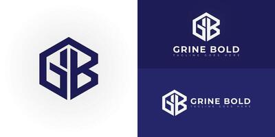 Abstract initial hexagon letters GB or BG logo in blue color isolated on multiple background colors. The logo is suitable for business and consulting logo design illustration inspiration vector