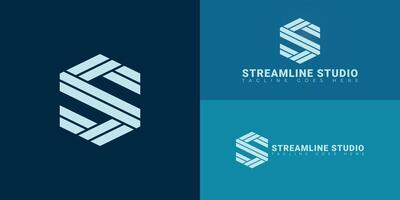 Abstract initial hexagon letters S or SS logo in blue color isolated on multiple background colors. The logo is suitable for start-up company logo design illustration inspiration templates. vector